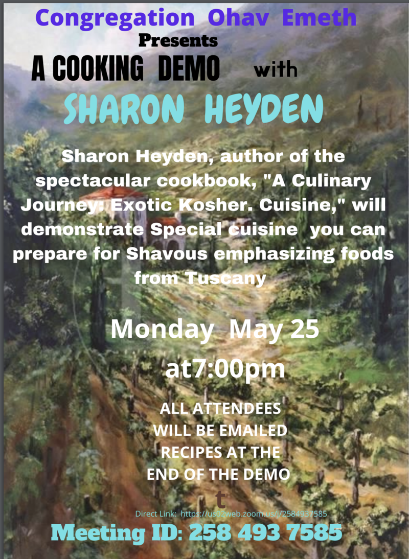 Banner Image for Shavuout Cooking with Sharon Heyden