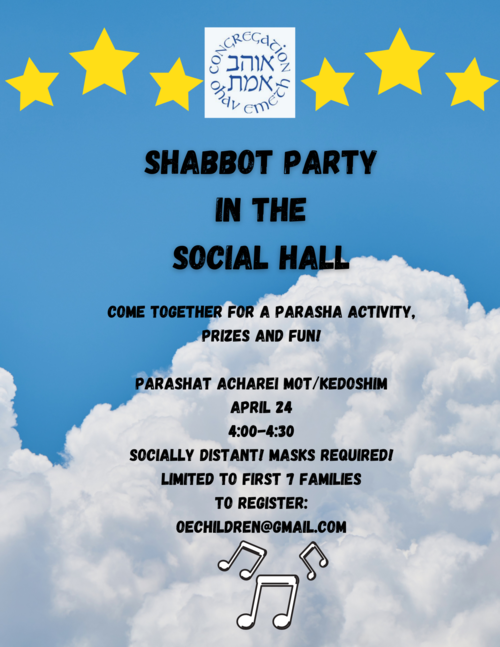 Banner Image for Shabbat Party in Social Hall